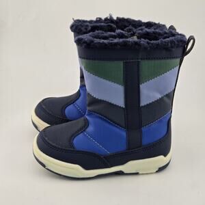 Gymboree Toddler Boys Blue Striped Faux Fur Lined Winter Snow Boots Size 6